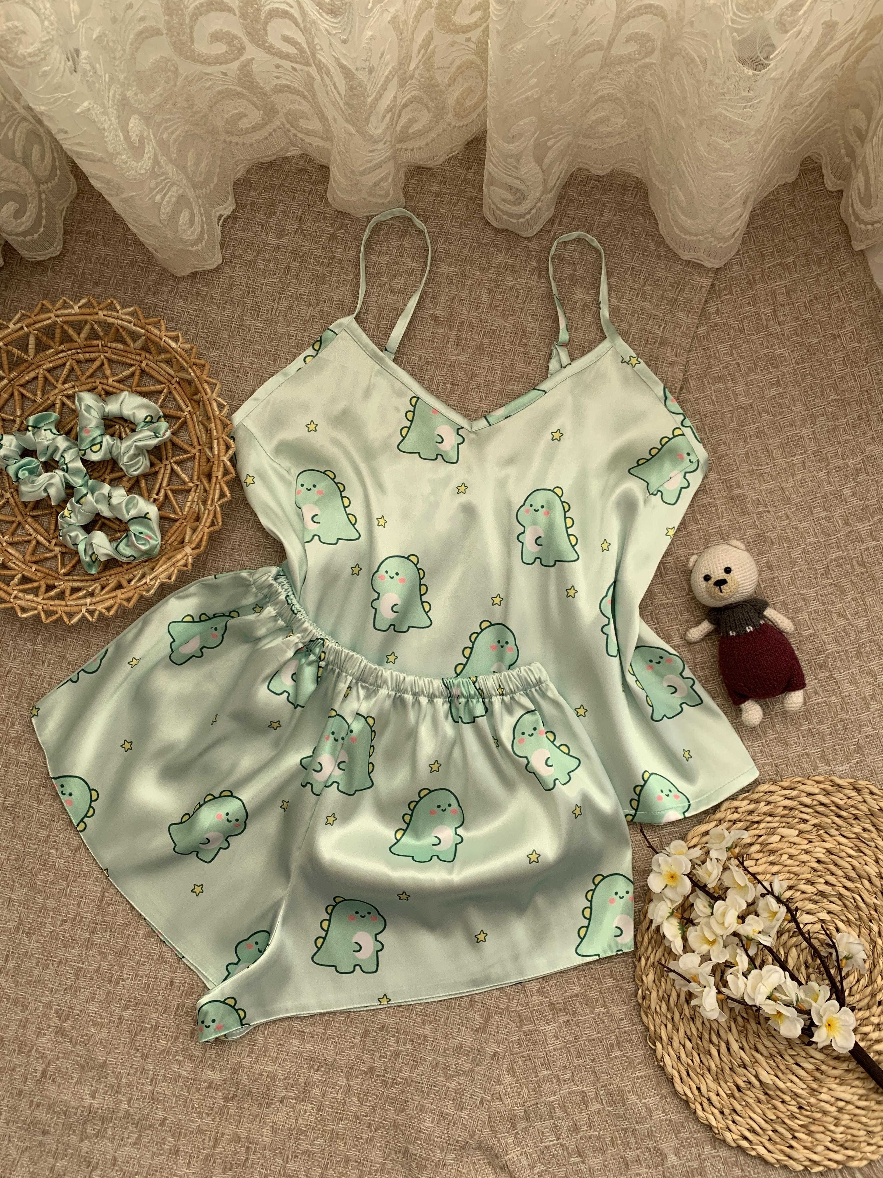 تاپ شورتک ساتن دایناسور