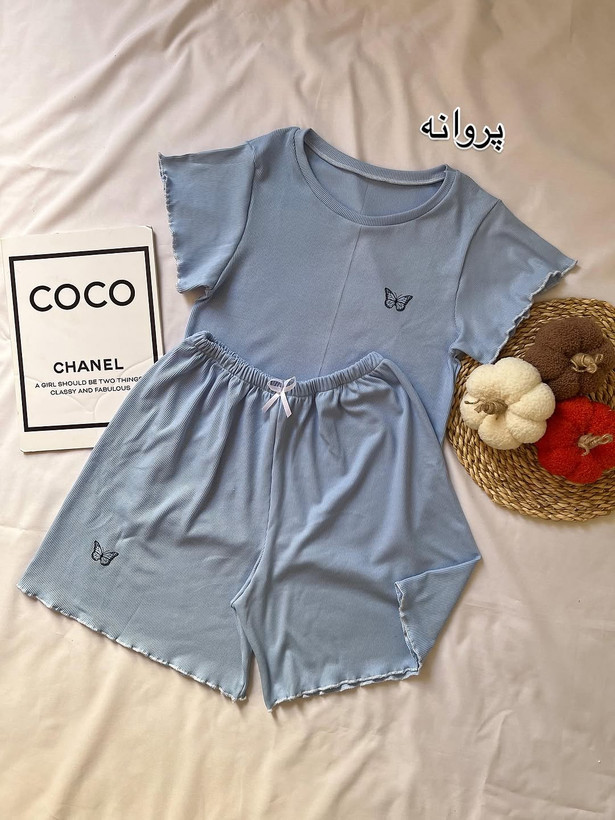 تیشرت شلوارک رنگی استیکری/پک 5تایی/(عمده)